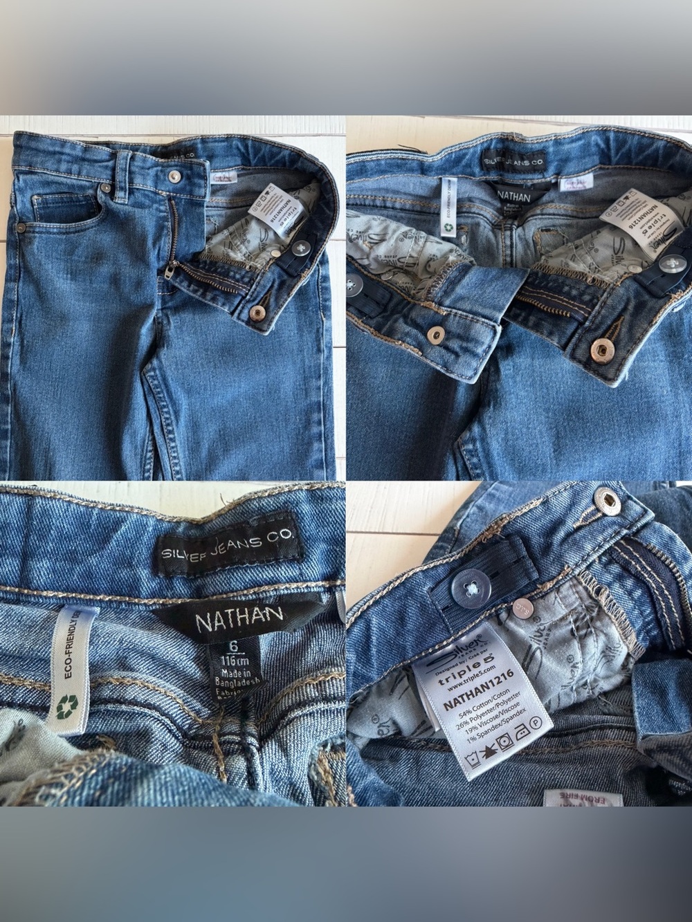 Silver Jeans Co. 5-Pocket Medium Wash Kids Blue Jeans Boys 6 - Picture 4 of 12